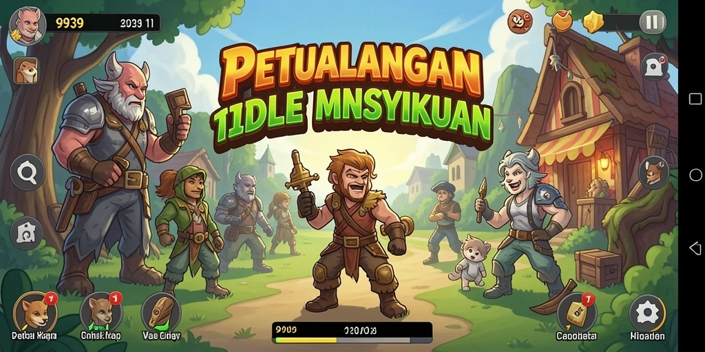 Tampilan utama gameplay 9939 dengan karakter dan sumber daya.