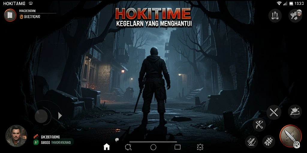 Tampilan gameplay HOKITIME dengan suasana Horror yang kelam.