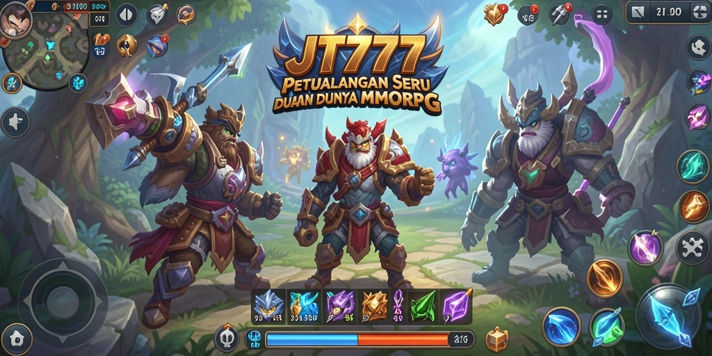 Tangkapan layar JT777 menampilkan pertarungan epik dalam dunia MMORPG.