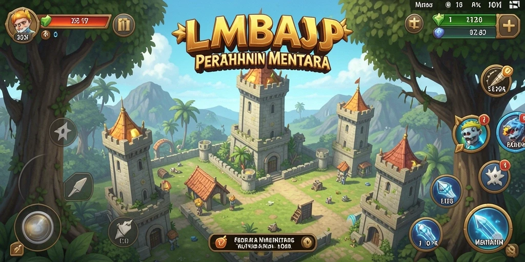 Tampilan gameplay menarik dari LMBAJP dalam pertarungan Tower Defense.