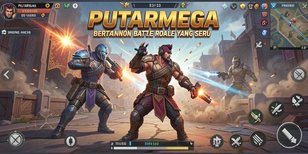 Tampilan dinamis dari PUTARMEGA dengan aksi pertempuran yang seru.