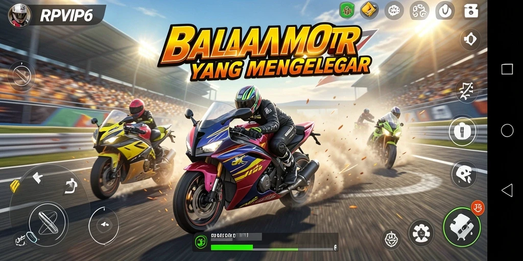 Tampilan gameplay seru RPVIP6 dengan balapan motor yang menegangkan.