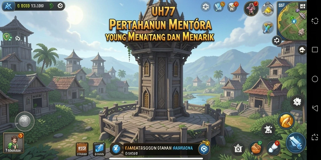 Tangkapan layar UH77 menampilkan pertarungan Tower Defense yang intens dan strategis.